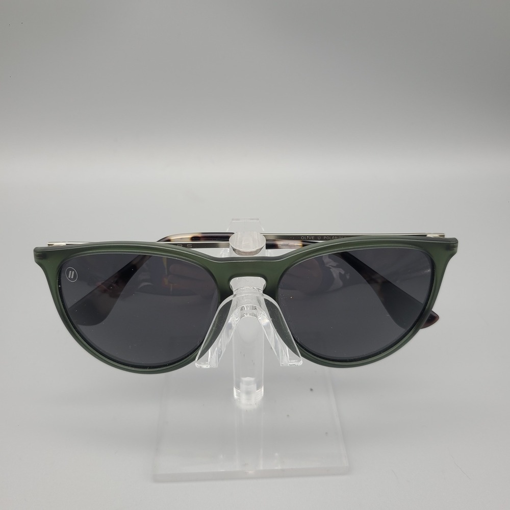 Blenders Eyewear Olive U Polarized Sunglasses Green Matte Silver Frame Cat 3